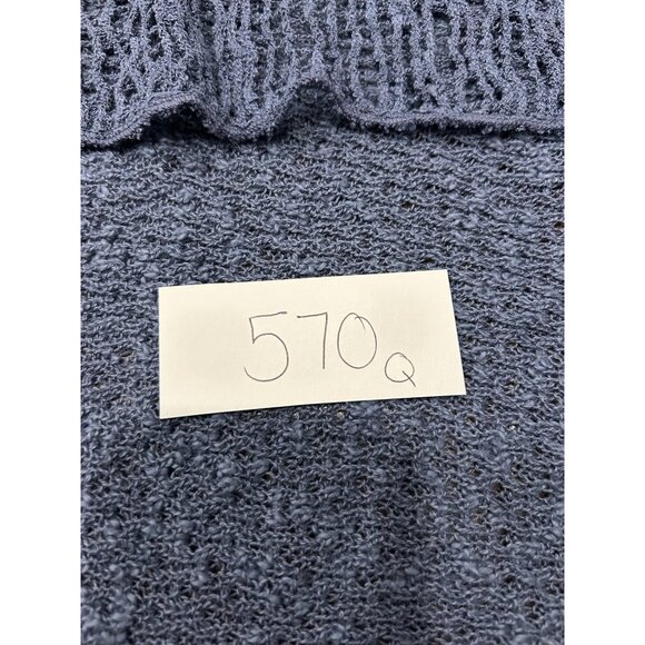 Free People Blue Open Knit Sweater With Cowl Neck Long Sleeves Sz L Boho Beachy - Picture 7 of 9